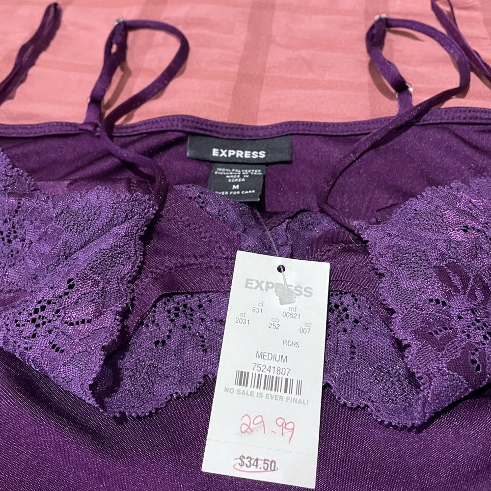 Medium - Purple Express silk tank with Tags.